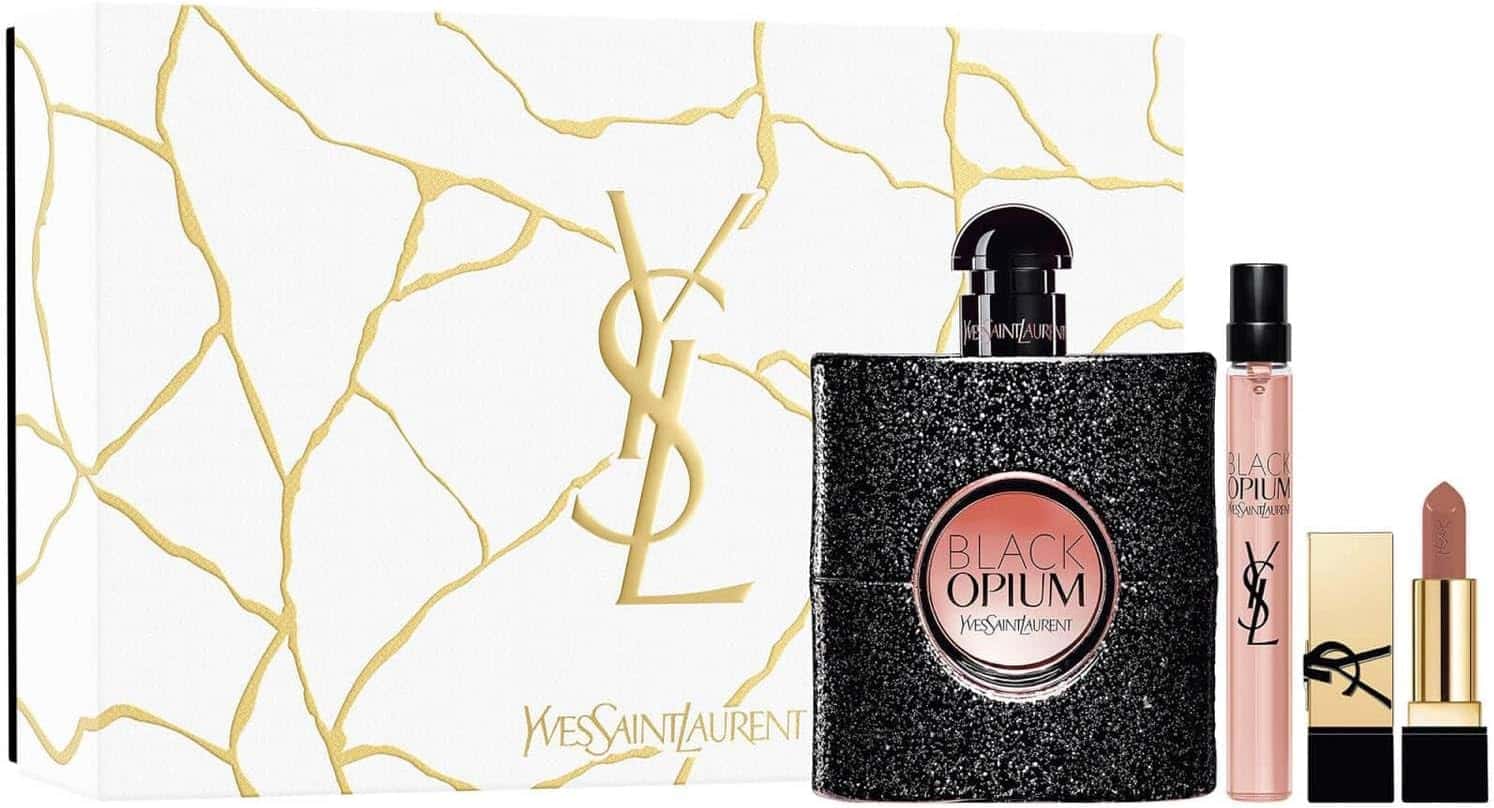71V63boIFBL._AC_SL1500_ Yves Saint Laurent Black Opium Gift Set 90ml EDP + 10ml EDP + Mini Rouge Pur Couture Lipstick Nu Muse - Image 1
