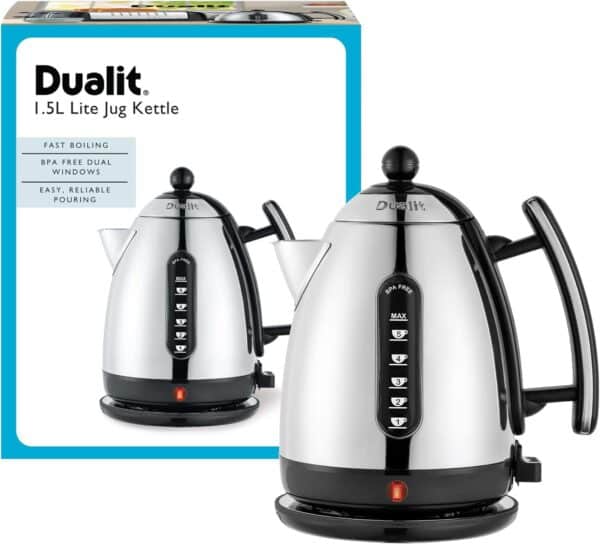 Dualit DA7201 1.5L Cordless Jug Kettle - Black and Stainless Steel - Image 4