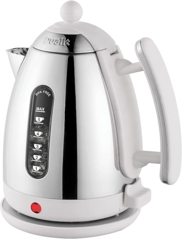 Dualit Da7205 15l Lite Jug Kettle in White with a Sleek Design and Visible Measurement Window