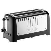 Dualit DA4602 4-slice toaster with two long slots, in black finish.