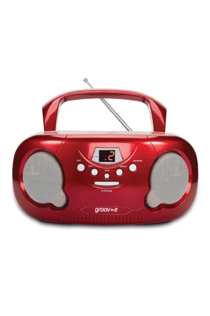 Groov-e GVPS733RD Original Boombox Portable CD Player with Radio - Red