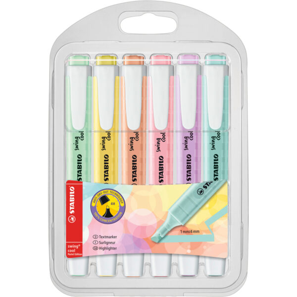 Stabilo ST275/6-08 Swing Cool Pastel Highlighter 6pk Associated Colours