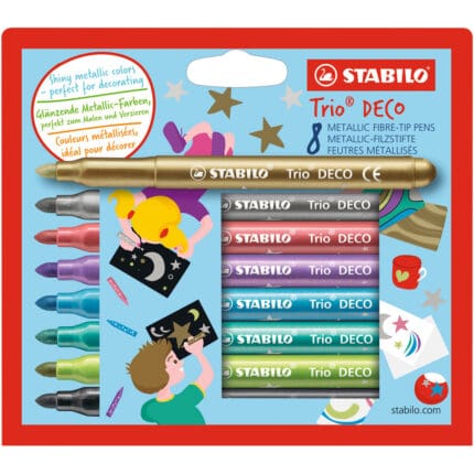 Stabilo ST377/8-6 Trio Deco Metallic Felt-Tip Pen - Pack of 8 - Assorted Colours