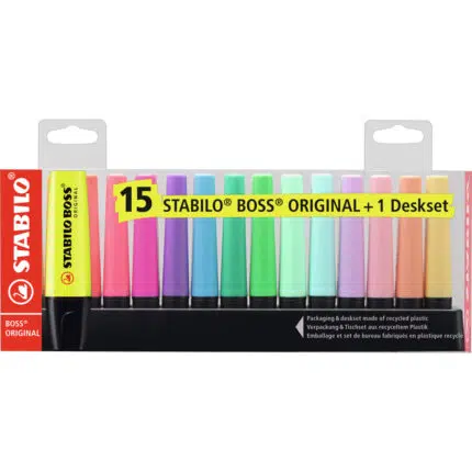 Stabilo ST7015-01-5 Original Highlighter - 9 Fluorescent Colours + 6 Pastel Colours