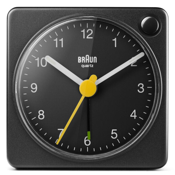 Braun BC02XB Classic Travel Analogue Alarm Clock with Snooze and Light - Black
