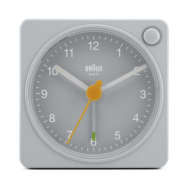 Braun BC02XG Classic Travel Analogue Alarm Clock with Snooze and Light - Grey