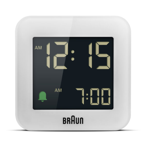 Braun BC08W Digital Travel Alarm Clock with Snooze - White