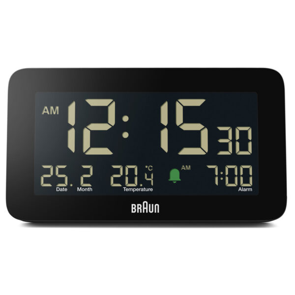 Braun BC10B Digital Alarm Clock with Date, Month and Temperature - Black - Image 2