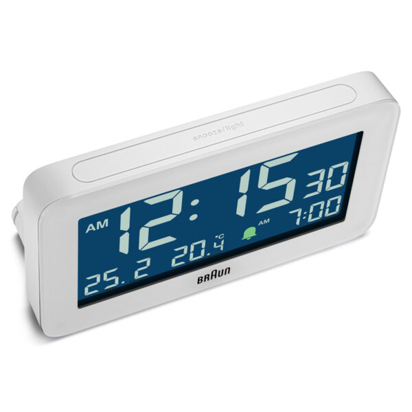 Braun BC10W Digital Alarm Clock with Date, Month and Temperature - White - Image 4