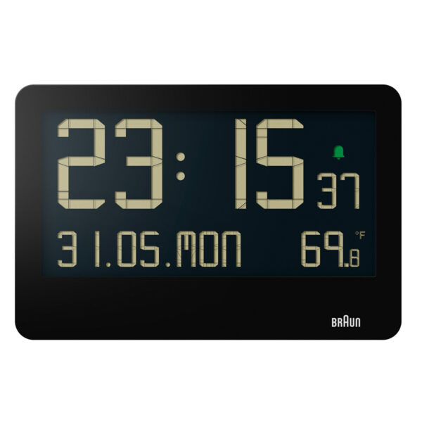 Braun BC14B Digital Wall Clock with Indoor Temperature, Large Reverse LCD Display-Black - Image 4