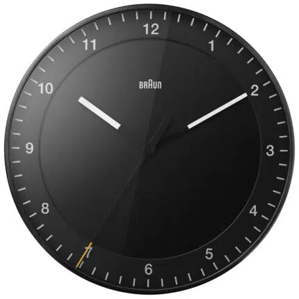 Braun BC17B Classic Large Analogue Wall Clock with Silent Sweep Movement - Black