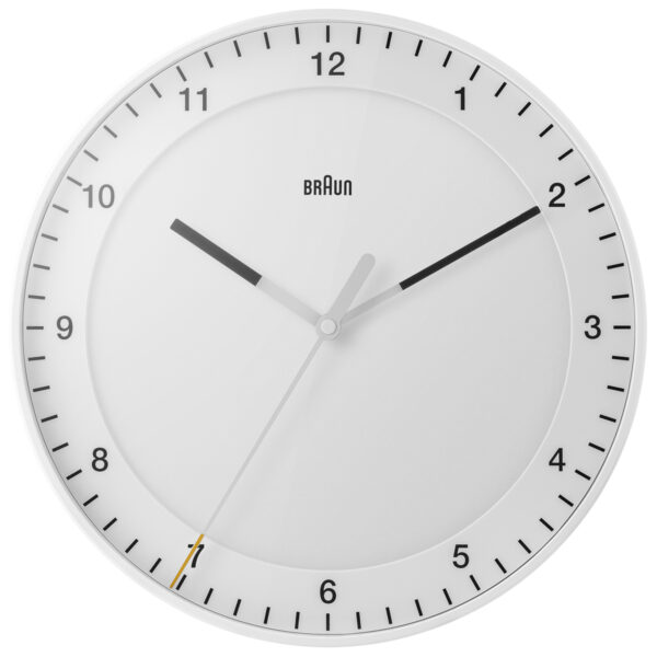 Braun BC17W Classic Large Analogue Wall Clock with Silent Sweep Movement -White