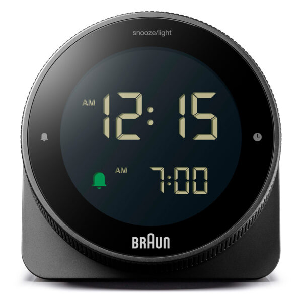Braun BC24B Digital Alarm Clock with Rotating Bezel for Quick Time Setting - Black