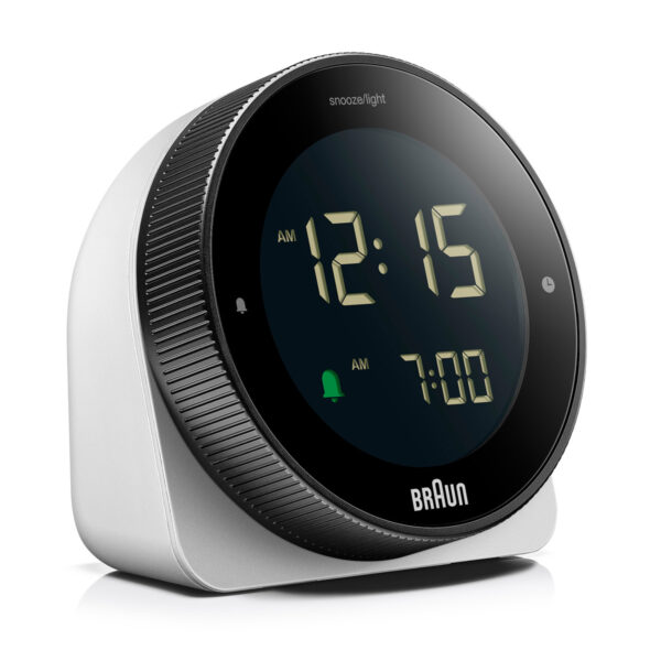 Braun BC24W Digital Alarm Clock with Rotating Bezel for Quick Time Setting - White - Image 2