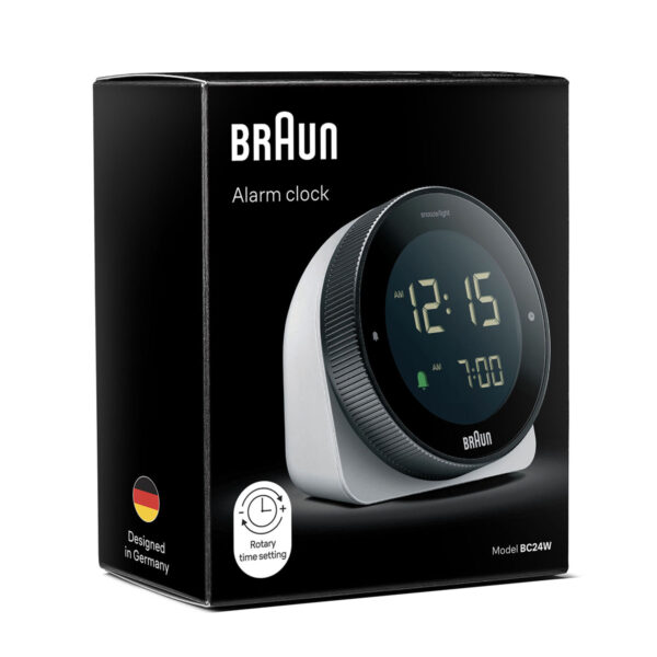 Braun BC24W Digital Alarm Clock with Rotating Bezel for Quick Time Setting - White - Image 4