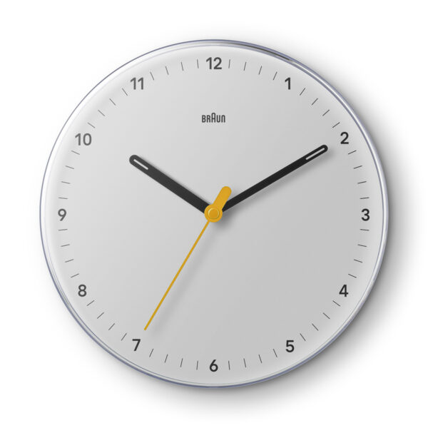 Braun BC26W Classic Analogue Wall Clock with Silent Sweep Movement - White