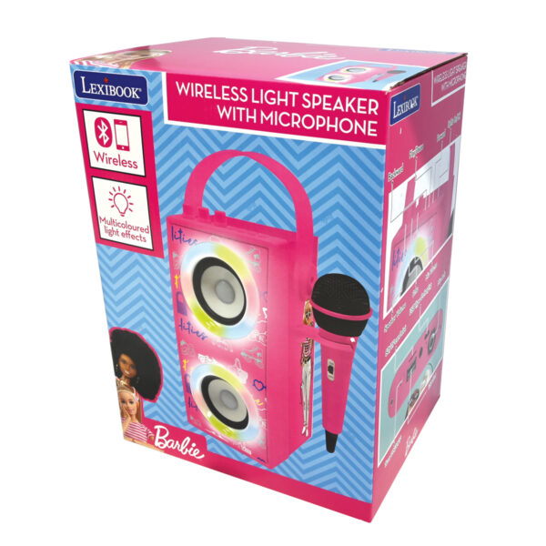 Lexibook BTP180BBZ Barbie Portable Bluetooth Speaker with Lights & Microphone - Image 4