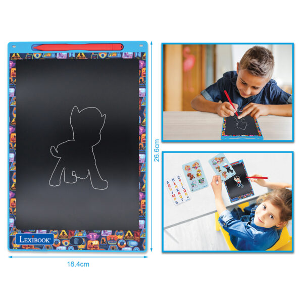 Lexibook CRT10PA Paw Patrol 11 inch Multicolor Learning Drawing E-ink Tablet with Stencils - Image 3