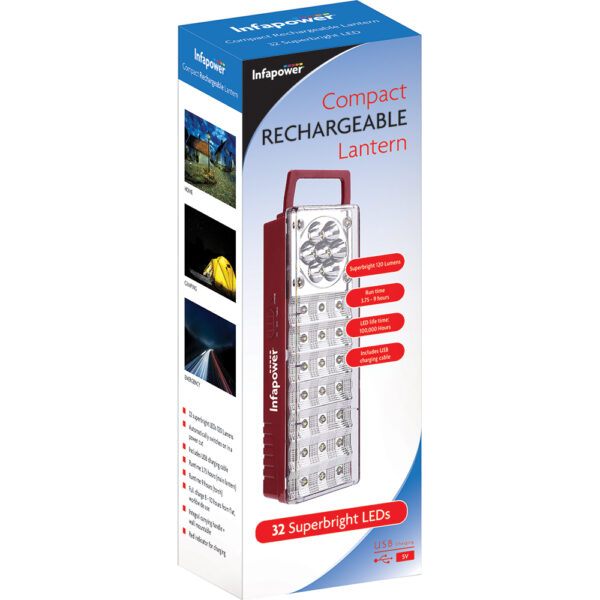 Infapower F058 32 LED Compact Rechargeable Lantern with USB Charging - Image 2