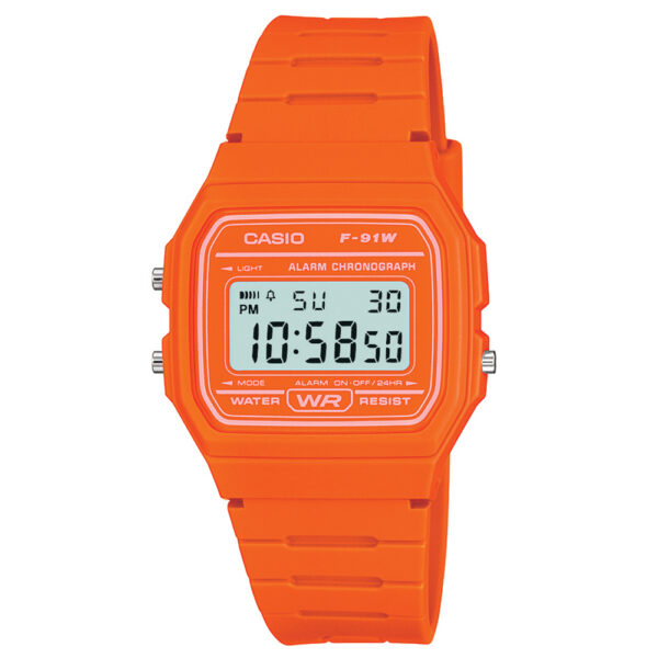 Casio F-91WC-4A2EF Classic Digital Watch - Vibrant Orange