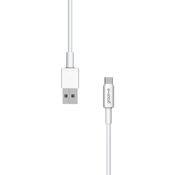 Groov-e GVMA001WE USB-C to USB-A Charging Cable 1M - White - Image 2