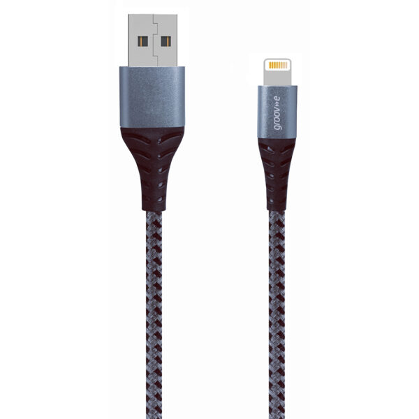 Groov-e GVMA043SG MFI Lightning to USB-A Charging Cable 1M Braided - Space Grey