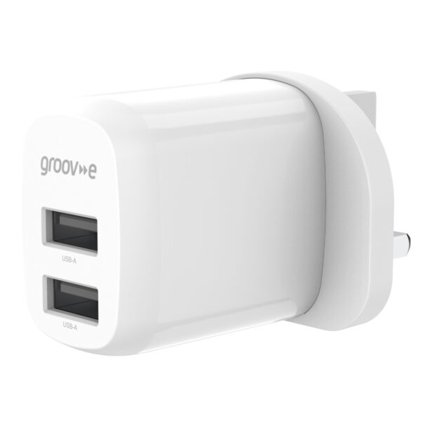 Groov-e GVMA103WE Dual USB-A Mains Charger 12W - White