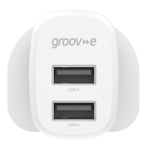 Groov-e GVMA103WE Dual USB-A Mains Charger 12W - White - Image 2