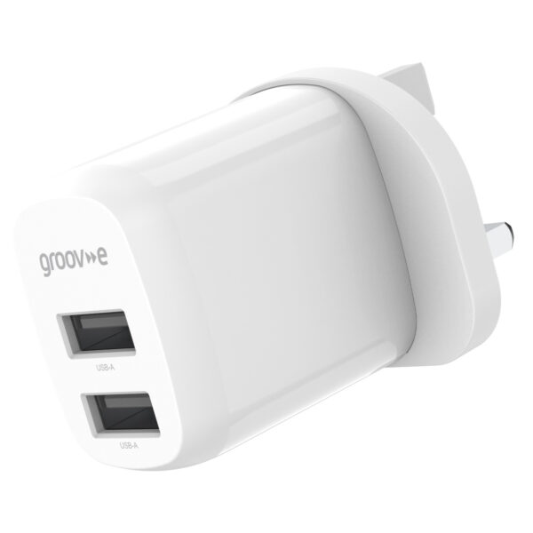 Groov-e GVMA103WE Dual USB-A Mains Charger 12W - White - Image 3