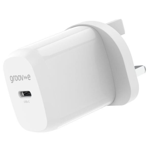 Groov-e GVMA107WE USB-C Mains Charger 20W Power Delivery - White - Image 3