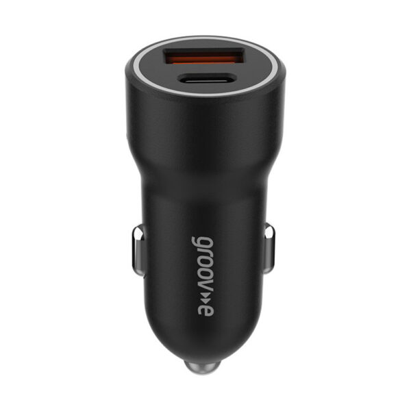 Groov-e GVMA124BK Dual USB-C & USB-A Car Charger 20W - Black - Image 3