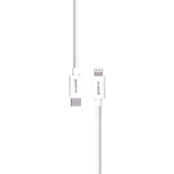 Groov-e GVMA046WE MFI Lightning to USB-C Charging Cable 1M - White - Image 2