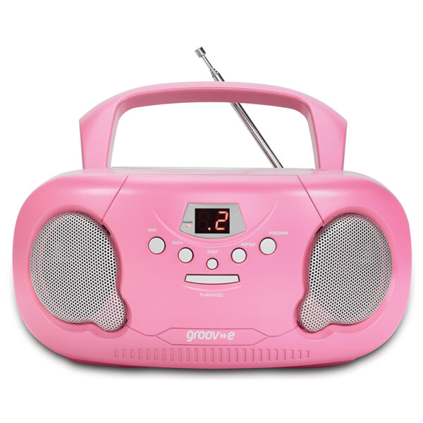 Groov-e GVPS733CD10PK Original Boombox Portable CD Player & Radio Pink with Chidrens Stories CD - Image 2