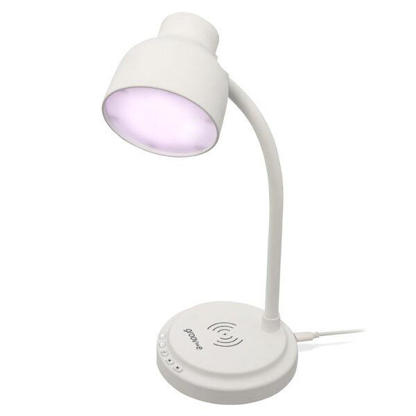 Groov-e GVWC07WE Astra LED Lamp with Wireless Charging Pad & Bluetooth Speaker - White