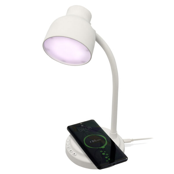 Groov-e GVWC07WE Astra LED Lamp with Wireless Charging Pad & Bluetooth Speaker - White - Image 2