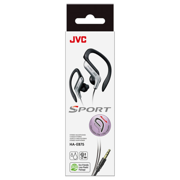 JVC HAEB75/SILVER Sports Earphones with Adjustable Clip - Silver - Image 2