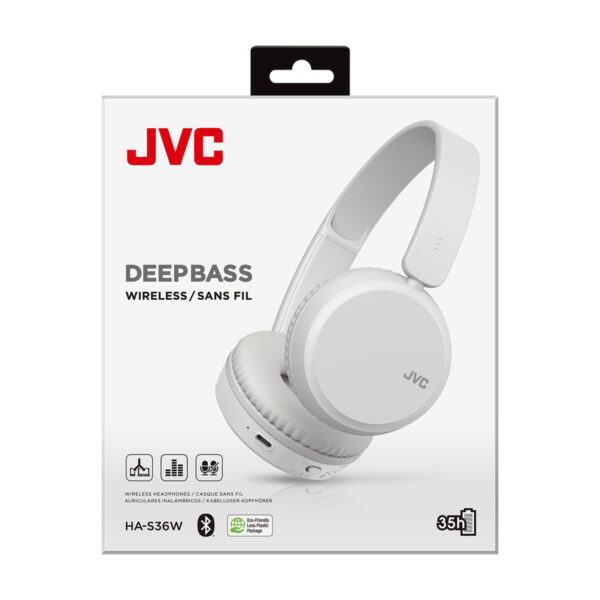 JVC HAS36W/WHITE Deep Bass Wireless Bluetooth On Ear Headphones - Ice White - Image 5