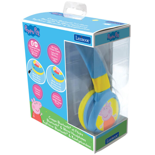 Lexibook HPBT010PP Peppa Pig Bluetooth & Wired Foldable Headphones - Image 5