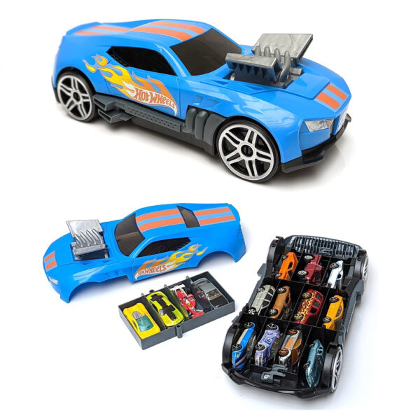 Hot Wheels HWCC15 2-in-1 Race N Haul Car Case with Rectractable Handle
