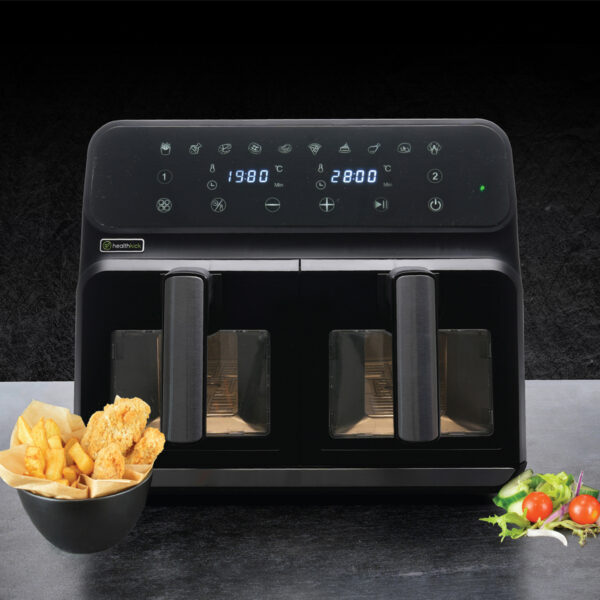 Health Kick K3431 8 litre Digi-Touch Dual Zone Windowed Air Fryer - Black - Image 3