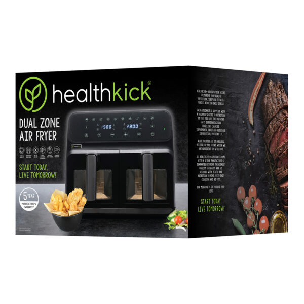 Health Kick K3431 8 litre Digi-Touch Dual Zone Windowed Air Fryer - Black - Image 4