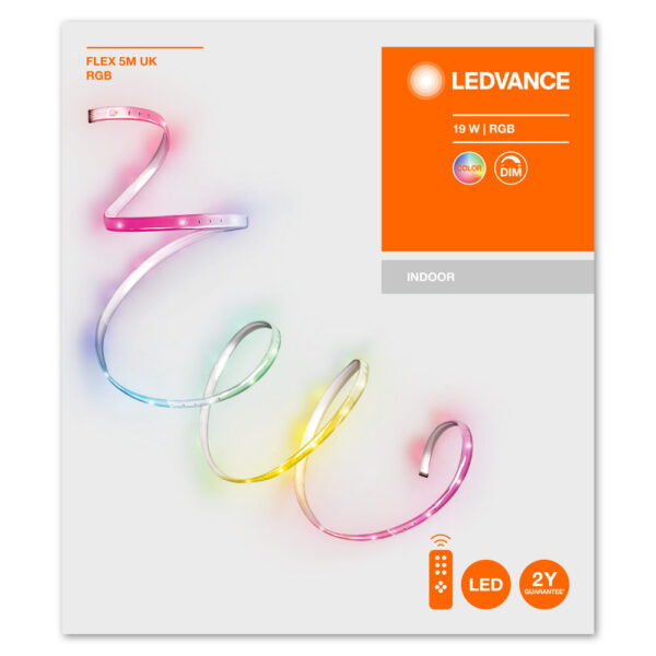 Ledvance LV668485 LED Flex Colour Changing RGBW with Remote Control 5M UK Plug - Image 3