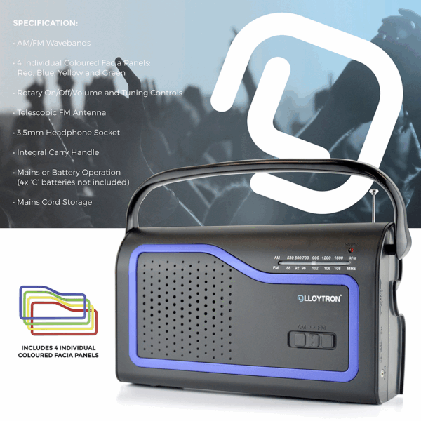 Lloytron N2402BK 2 Band 'Ibiza' AC/DC Portable Radio - Black - Image 3