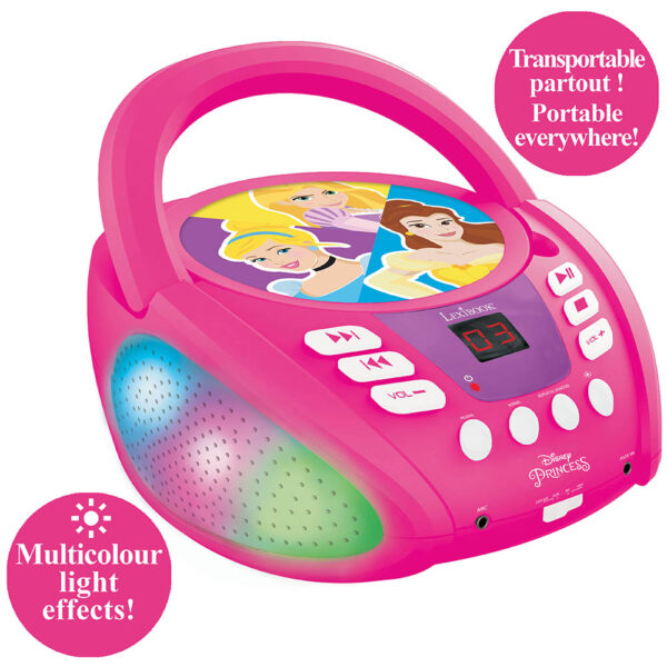 Lexibook Disney Princess Boombox CD Player with Bluetooth - Magical Music Player for Kids - Image 3