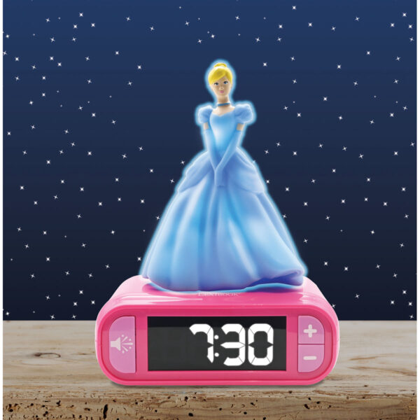 Lexibook 3D Disney Princess RL800DP Childrens Clock with Night Light - Image 3