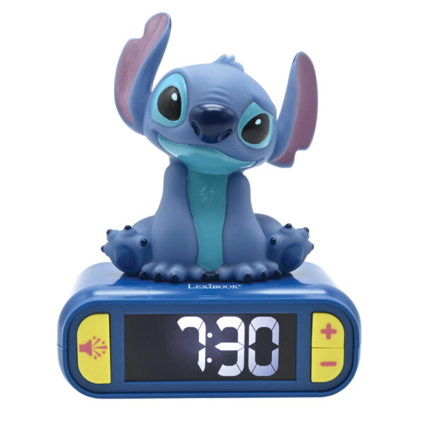 Lexibook RL800D 3D Disney Stitch Childrens Clock with Night Light