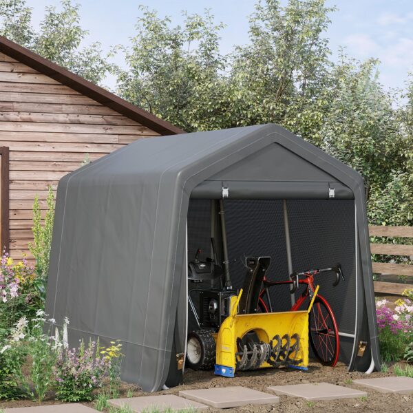 Outsunny Storage Tent, Heavy Duty Metal Frame 2.8x2.4x2.4m, Dark Grey - Image 2