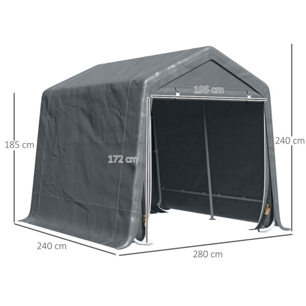 Outsunny Storage Tent, Heavy Duty Metal Frame 2.8x2.4x2.4m, Dark Grey - Image 3