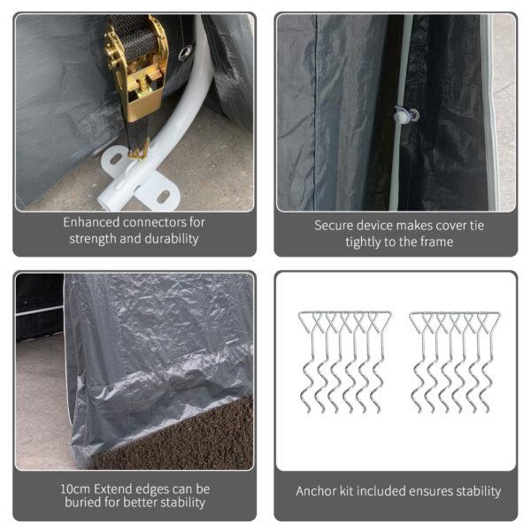 Outsunny Storage Tent, Heavy Duty Metal Frame 2.8x2.4x2.4m, Dark Grey - Image 5