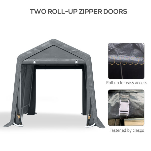 Outsunny Storage Tent, Heavy Duty Metal Frame 2.8x2.4x2.4m, Dark Grey - Image 6